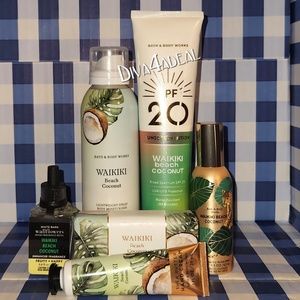 Bath & Body Works WAIKIKI BEACH COCONUT 6PC Collection Set Bundle